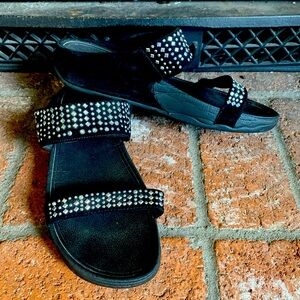 Fitflop Novy Slide Women's Sandals | Size: 10 EU 42 Black Jeweled Studded